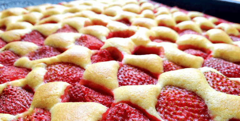 Erdbeer-Biskuitkuchen vom Blech