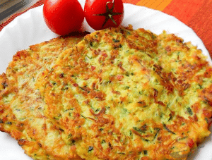 kartoffelpuffer mit zucchini und speck