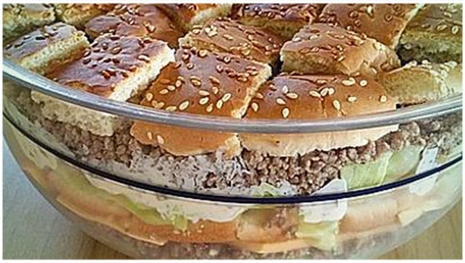 geschmackvoll – Big Mac als Schichtsalat