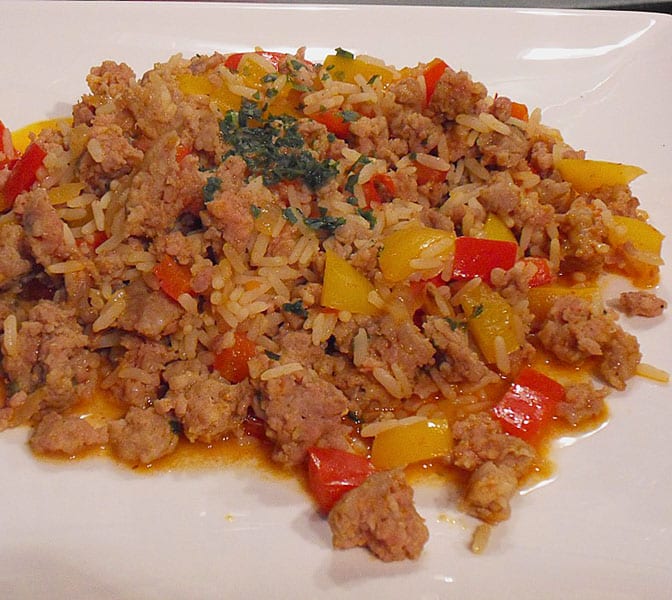 Hackfleischpfanne mit Paprika und Reis – Ein Tolles Gericht!
