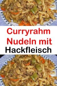 Curryrahm Nudeln mit Hackfleisch