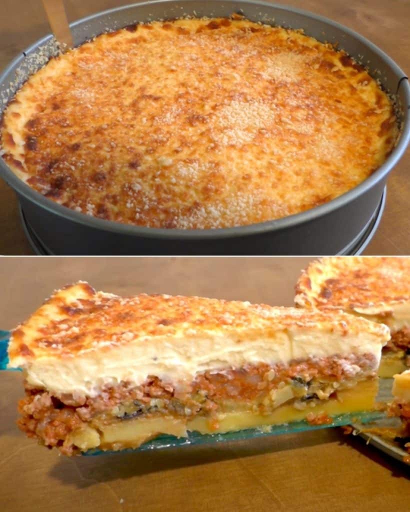 Moussaka: die aus sieht wie eine Torte, super lecker