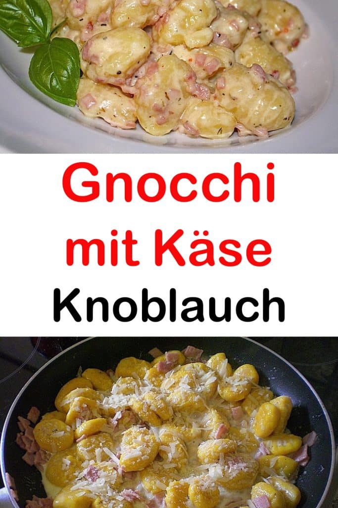 Gnocchi mit Käse Knoblauch Schinken Soße