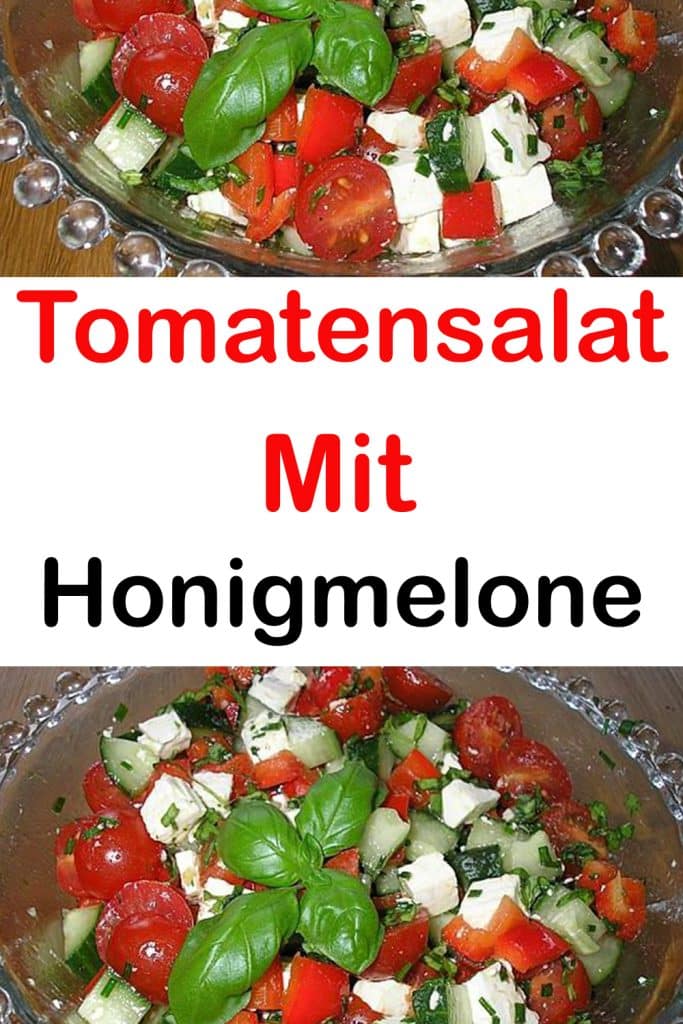 Tomatensalat mit Honigmelone und Schafskäse