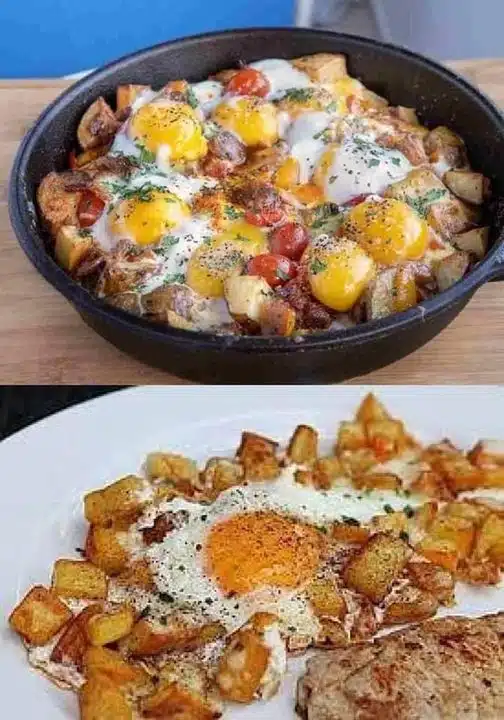 Bratkartoffeln mit Ei und Käse