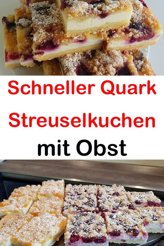 Schneller Quark-Streuselkuchen mit Obst