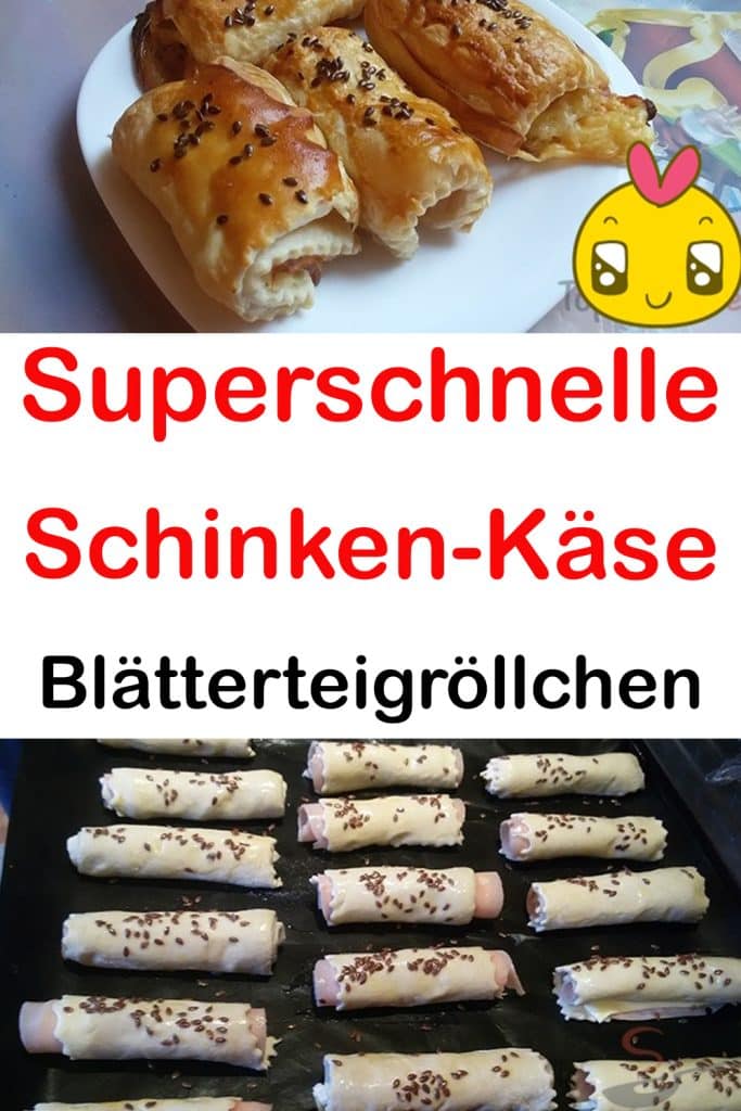 Superschnelle Schinken-Käse-Blätterteigröllchen