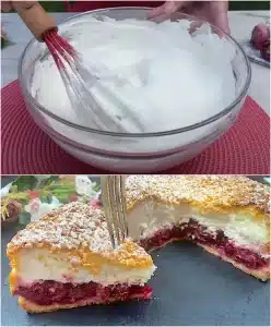 kuchen mit griechischem joghurt und kirschen