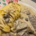 spaghetti mit rinderfiletspitzen in sahnesauce