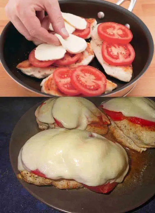 Hähnchenbrustfilet mit Tomate und Mozzarella in Kräuter-Sahne-Sauce