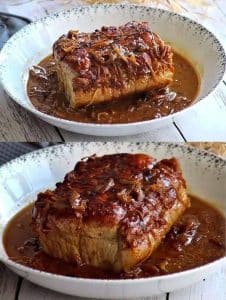 Schweinebraten mit Zwiebeln und Honig