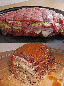 Schichtbraten in Senfsauce