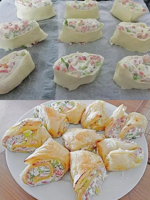 Mhmm, die Rolle ist der Hammer! Flammkuchenrolle zum Mittagessen