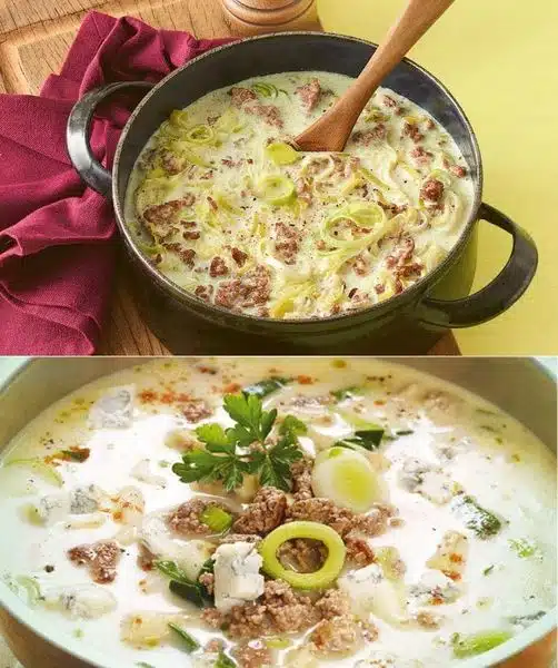 Lauch-Hackfleisch-Suppe