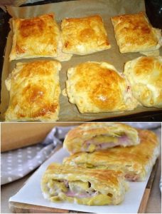 Taschen gefüllt mit Schinken und Käse