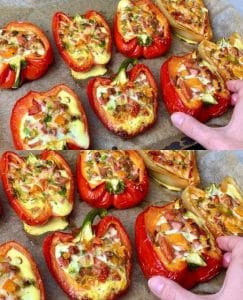 Paprika gefüllt mit Ofenkäse