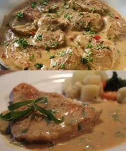 Schnitzel mit Senfsauce