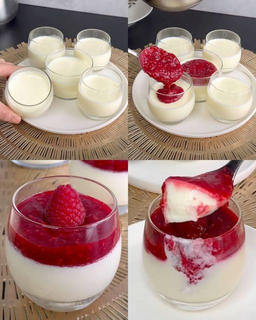 Vanillepudding mit Himbeercoulis: das Rezept für ein köstliches Löffeldessert