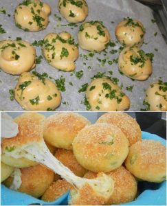 Megalecker Knoblauch Brötchen gefüllt mit Mozzarella Käse!