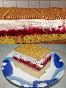 himbeerkuchen mit keksen