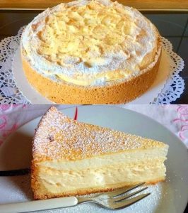 Schneequarkkuchen mit Vanillepudding – super lecker!