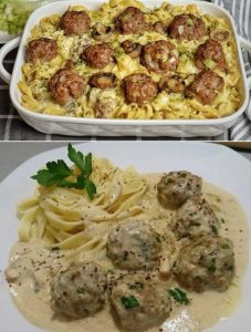 Pasta mit Pilzsauce und Fleischbällchen – einfach perfekt