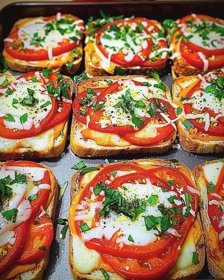 Ultrasaftiger und cremiger Tomaten-Mozzarella-Toast im Ofen, super schnell fertig