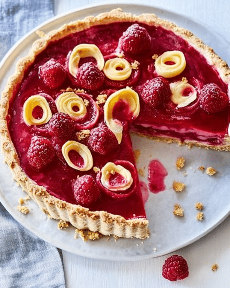 Himbeer-Cheesecake-Tarte mit Pfirsichen