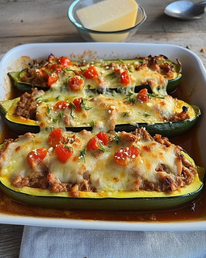 Gefüllte Zucchini mit Hackfleisch und Käse