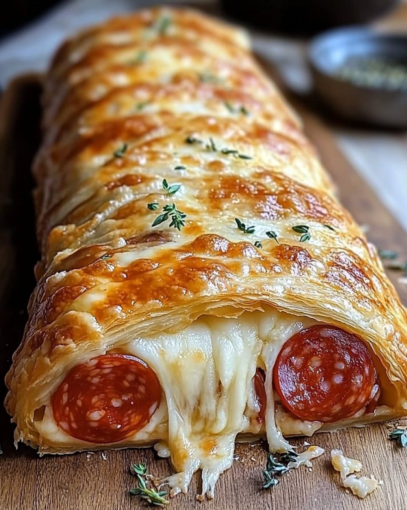 Blätterteig Strudel mit Peperoni und Käse