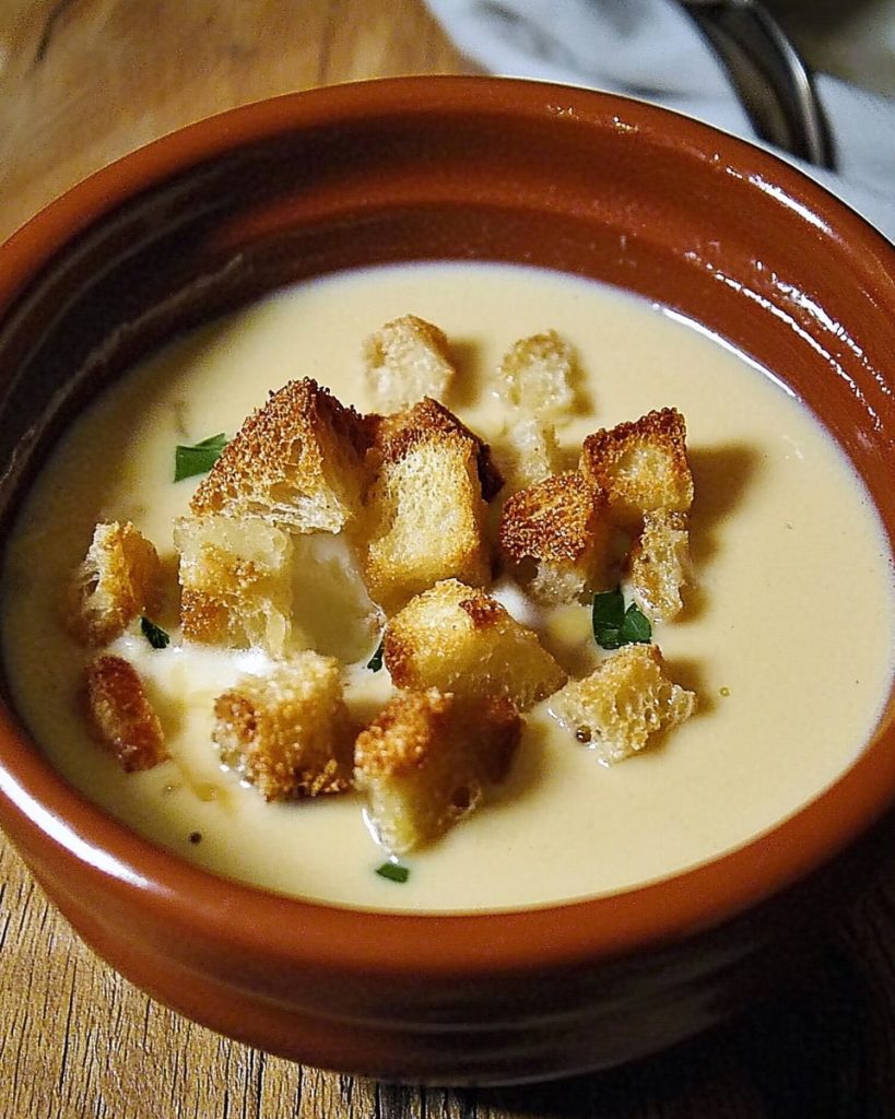 Sellerieschaumsuppe mit Croûtons