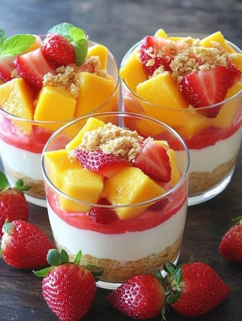 Besser als Eis 5 Minuten Dessert mit Mango & Erdbeeren