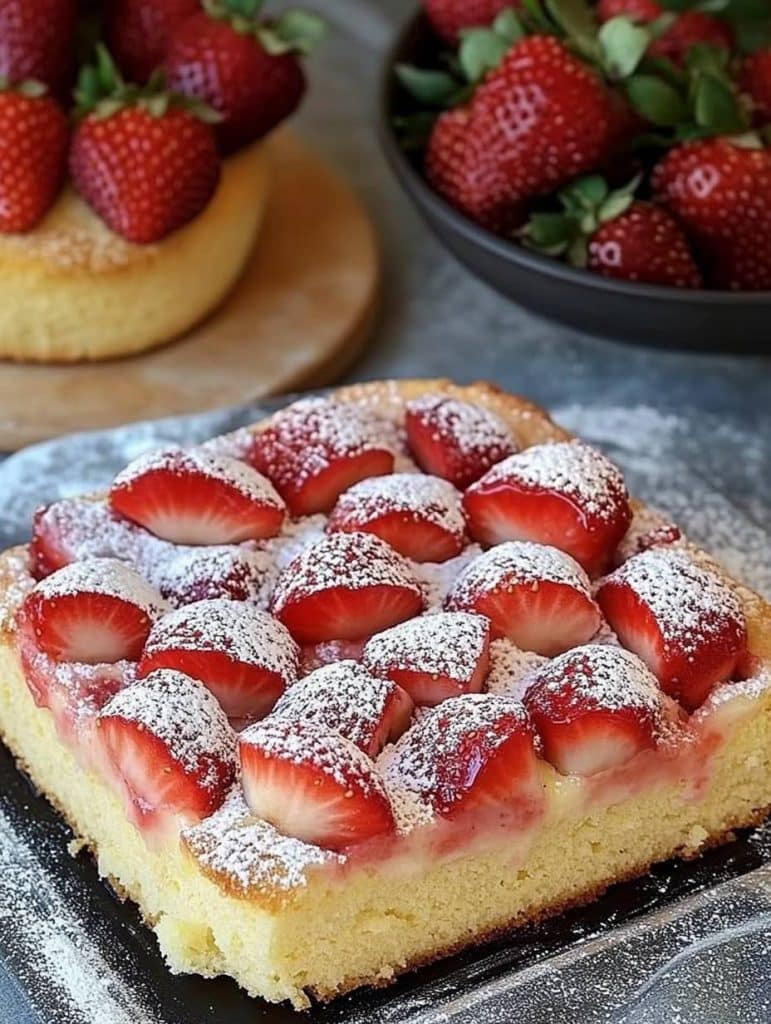 Biskuitkuchen mit Erdbeeren in 5 Minuten ein Tassenrezept