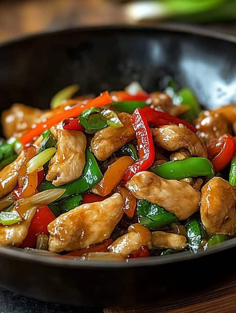 Chinesische Hähnchenpfanne mit Spitzkohl und Zwiebel