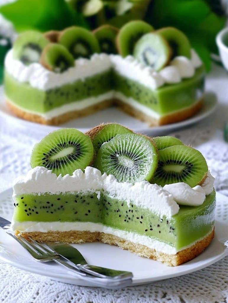 Erfrischende Kiwi Torte mit 250 g Butterkekse und 450 g Frischkäse