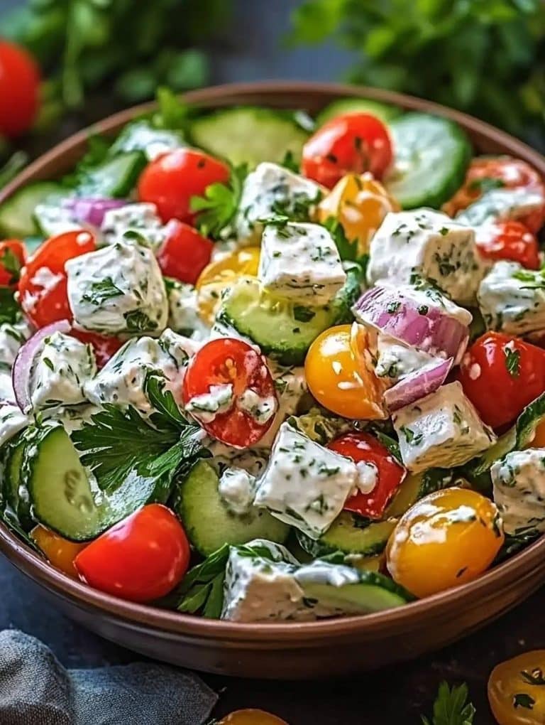 Griechischer Hähnchen Salat mit 200 g Tzatziki