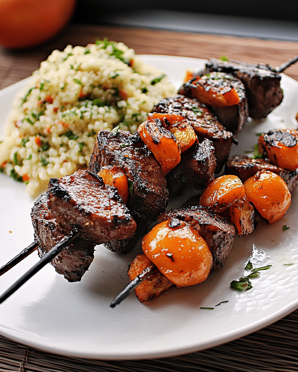 Gegrillte Lammspieße mit Aprikosen