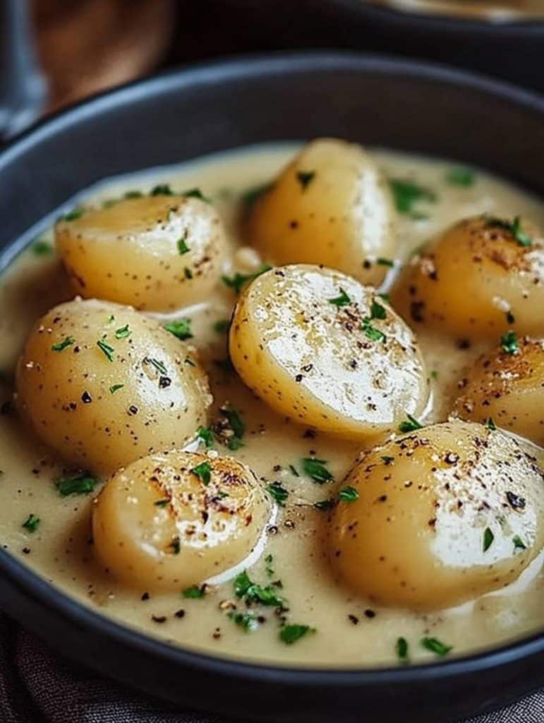 Kartoffeln in cremiger Knoblauchsoße