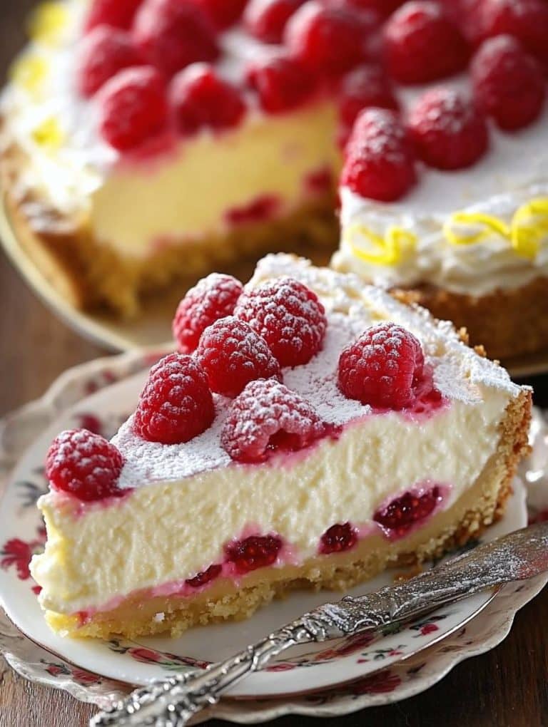 Käsekuchen mit 200 g Himbeeren und 1 Packung Puddingpulver