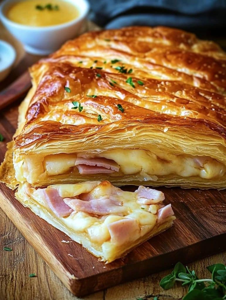 Blätterteig Strudel mit Schinken und Käse