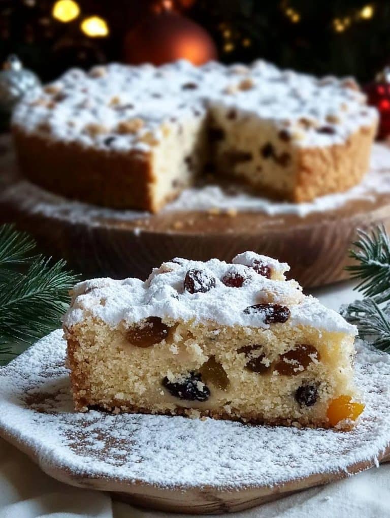 Stollenkuchen vom Blech mit Marzipan