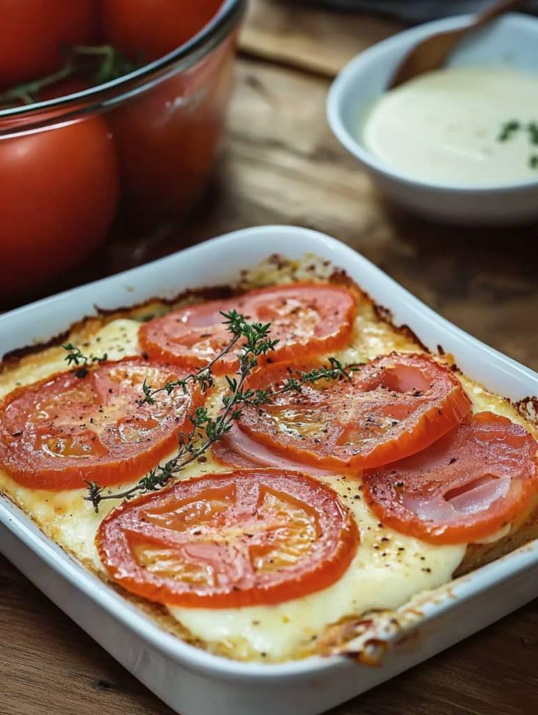 Toast Mozzarella Auflauf aus dem Backofen