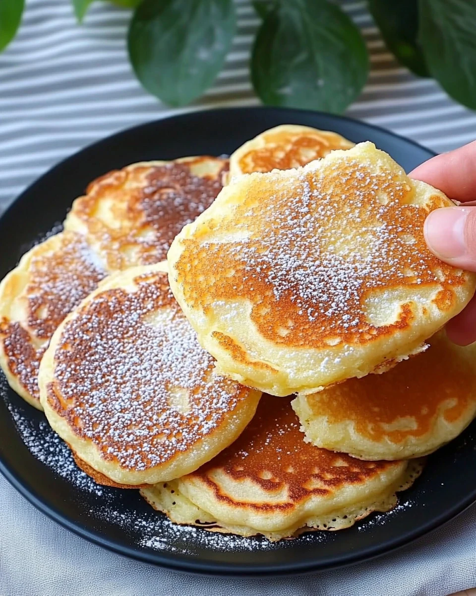 Leckere Apfel Joghurt Pfannkuchen auf einem Teller serviert