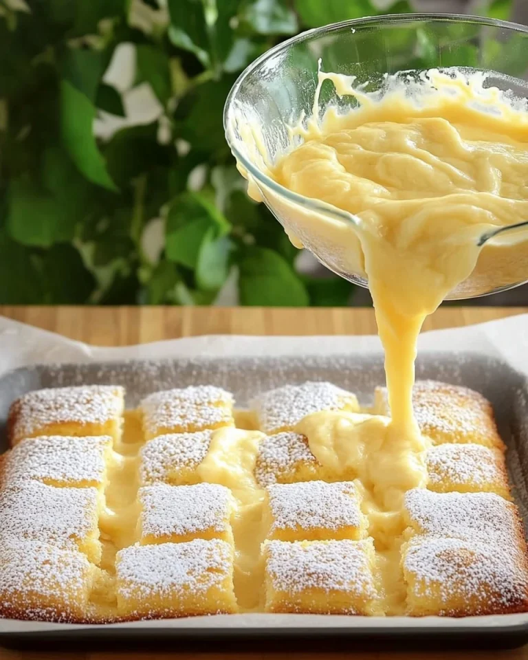 Saftiger Apfelkuchen mit Vanillepudding auf einem Teller