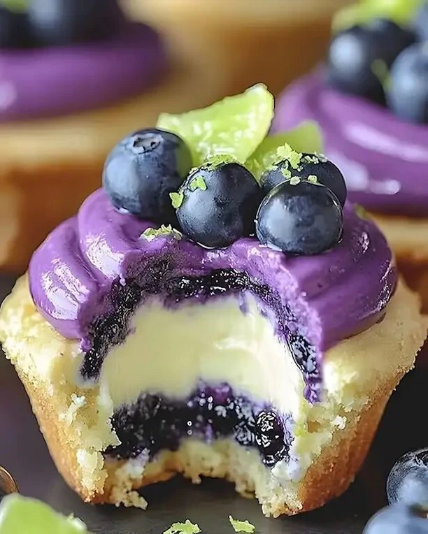 Blaubeer-Limetten-Cheesecake-Cupcakes