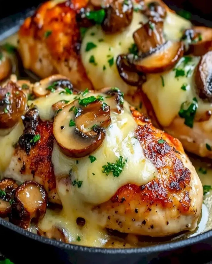 Cheese Garlic Butter Mushroom Stuffed Chicken