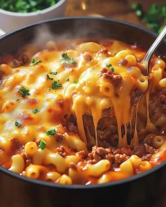 Leckere Cheeseburger-Pfanne mit frischen Zutaten