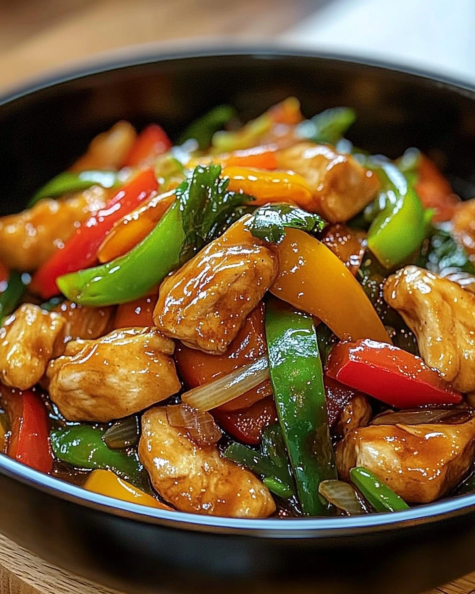 Köstliche Chinesische Hähnchenpfanne mit Gemüse und Reis