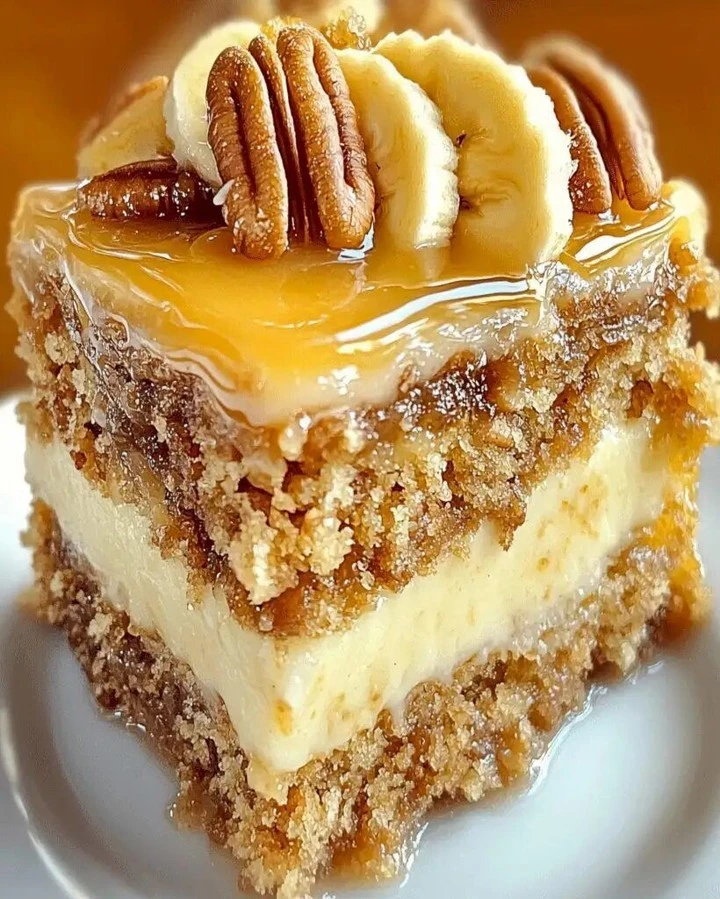 Dekadenter Karamell-Bananen-Pekannuss-Kuchen