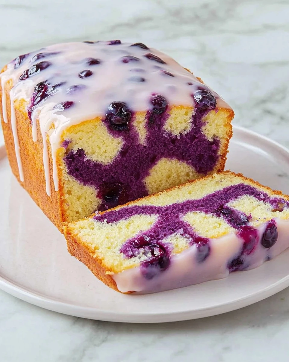 Ein einfacher und schneller Heidelbeer Joghurtkuchen auf einem Teller